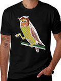 Owl Graphic Print Crew Neck T-Shirt
