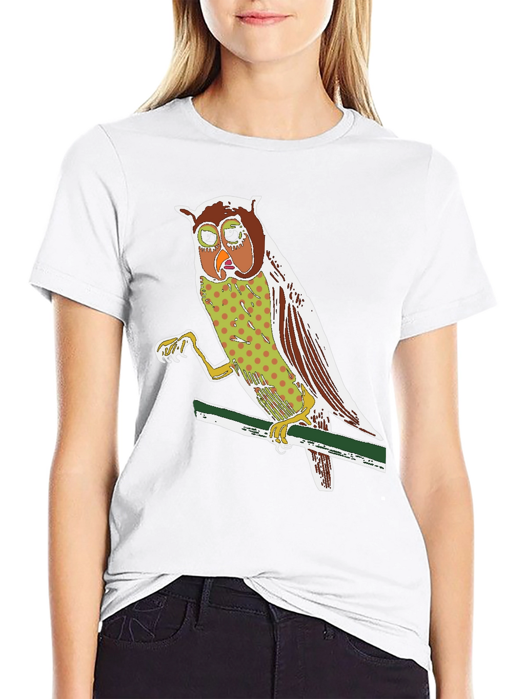 Owl Graphic Print Crew Neck T-Shirt