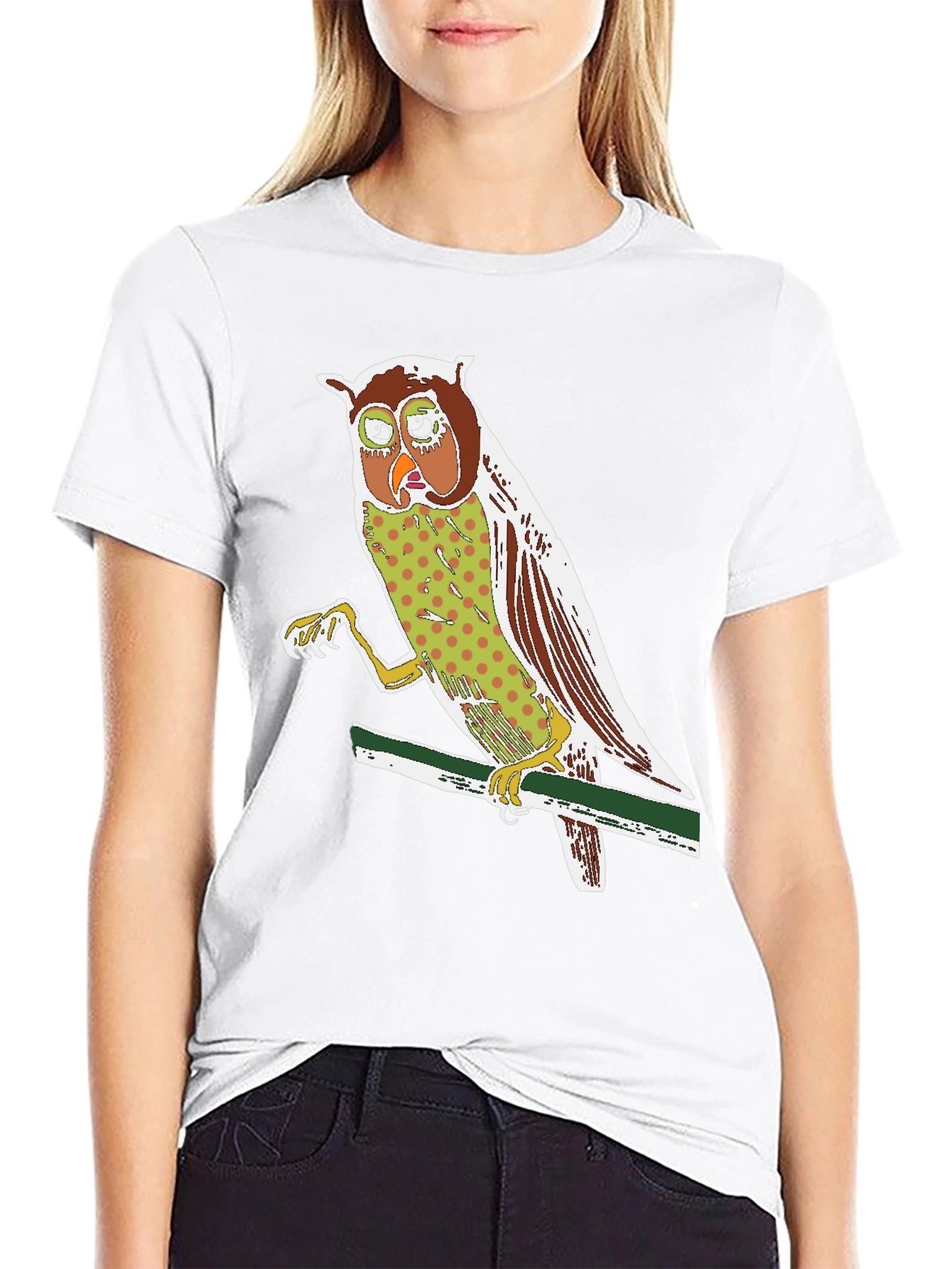Owl Graphic Print Crew Neck T-Shirt