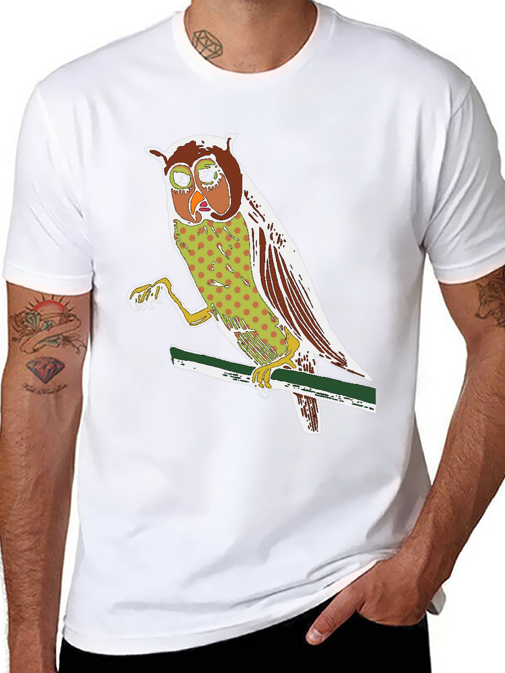 Owl Graphic Print Crew Neck T-Shirt