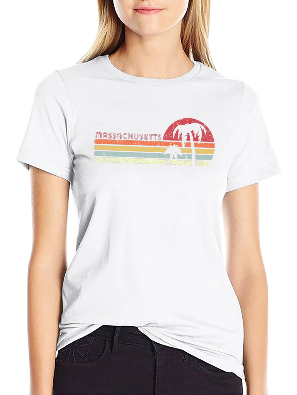 Massachusetts Retro Palm Tree T-Shirt
