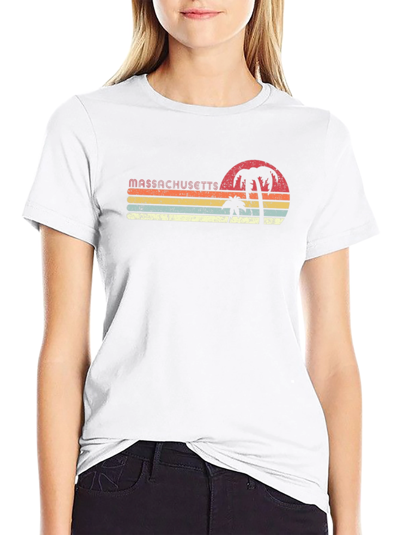 Massachusetts Retro Palm Tree T-Shirt