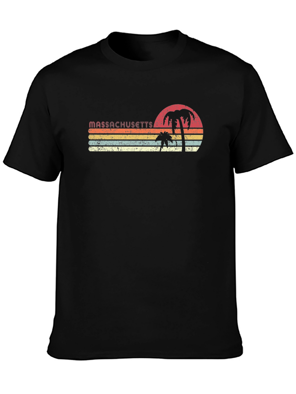 Massachusetts Retro Palm Tree T-Shirt