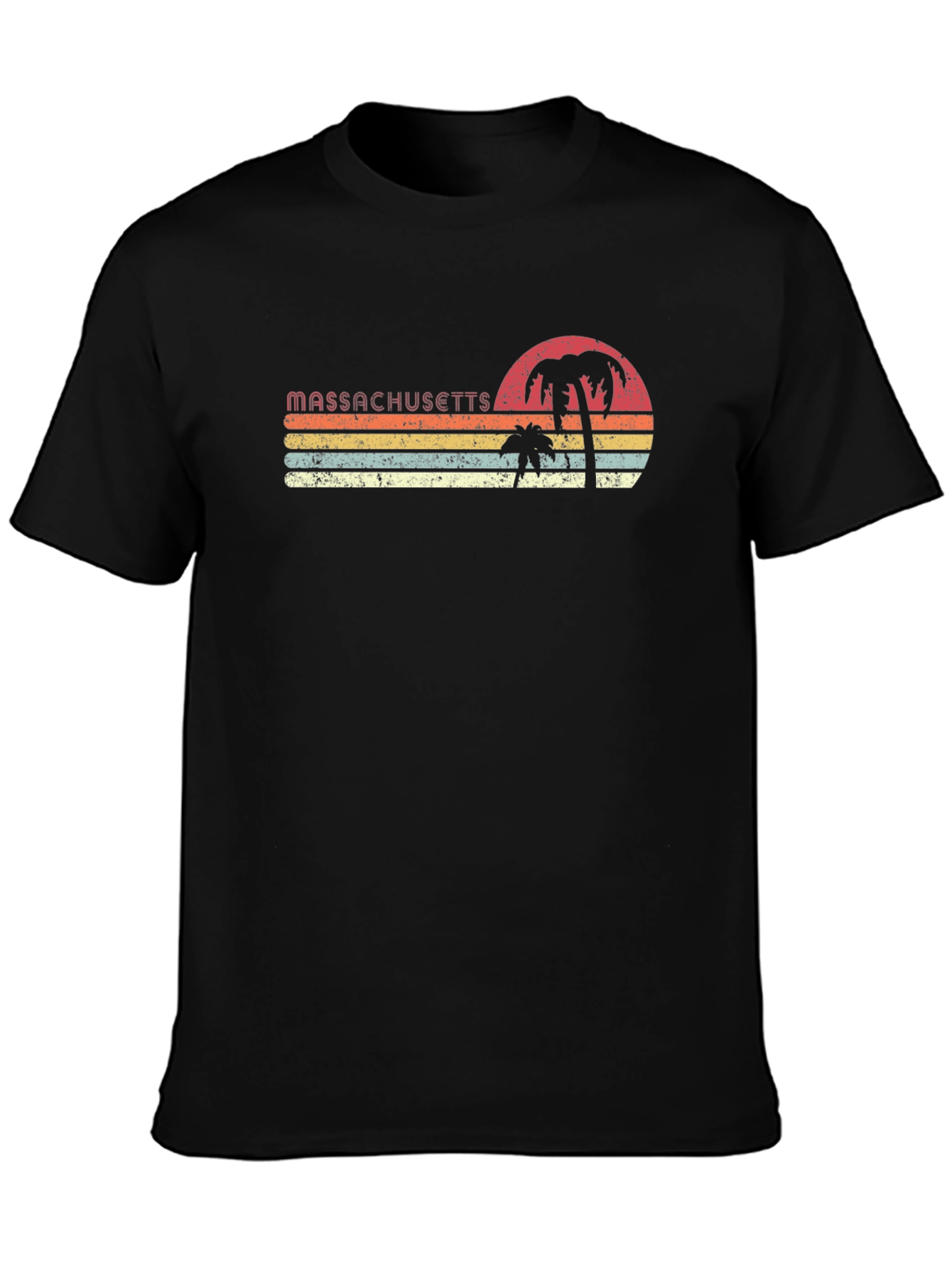 Massachusetts Retro Palm Tree T-Shirt