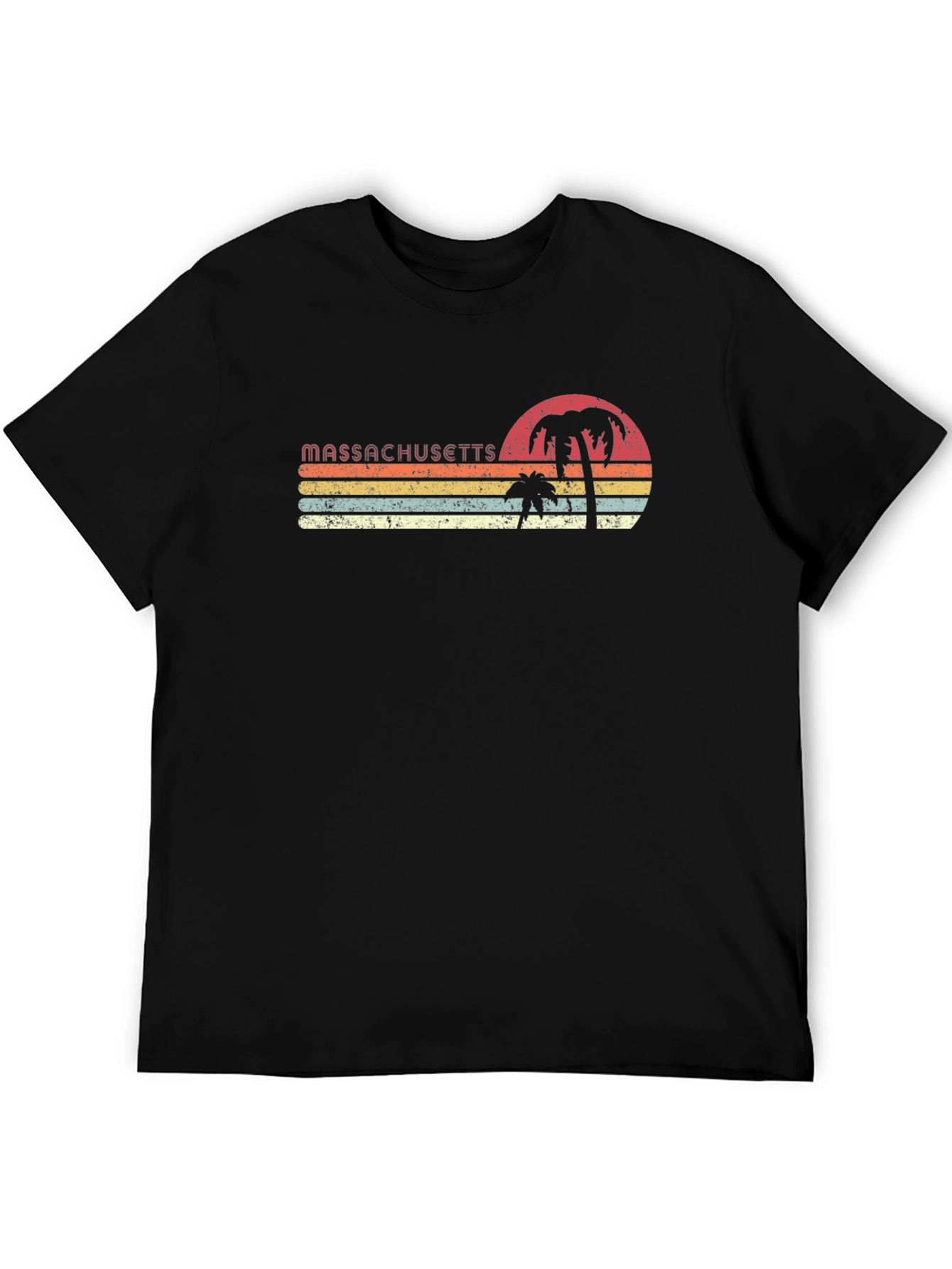 Massachusetts Retro Palm Tree T-Shirt