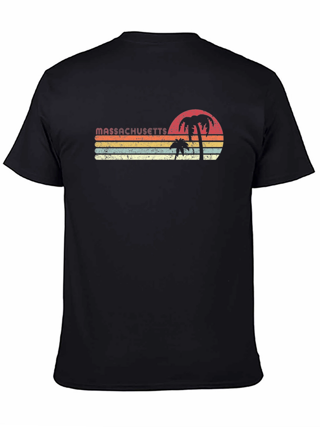 Massachusetts Retro Palm Tree T-Shirt