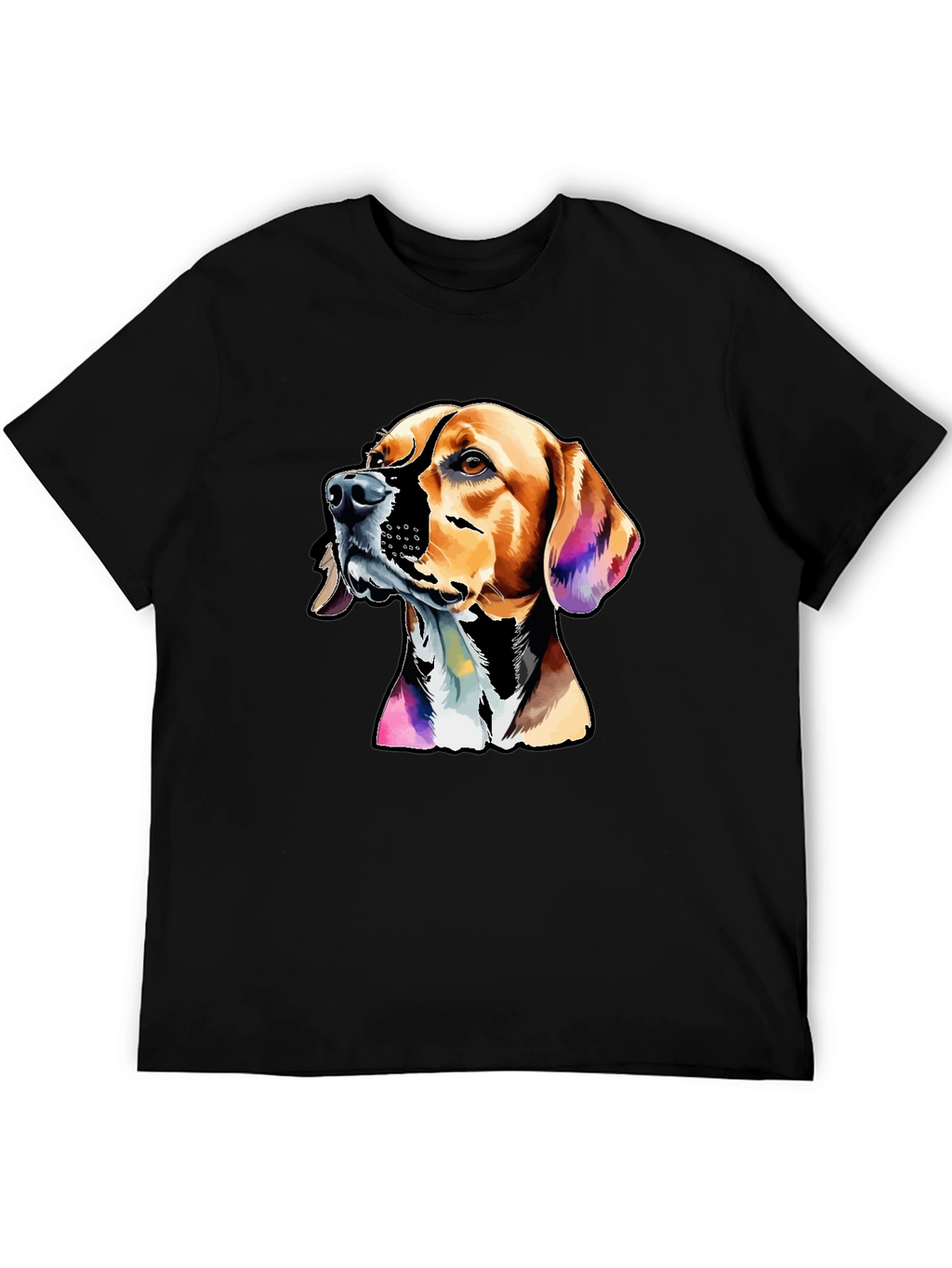 Dog Graphic Print Mens Black T-Shirt
