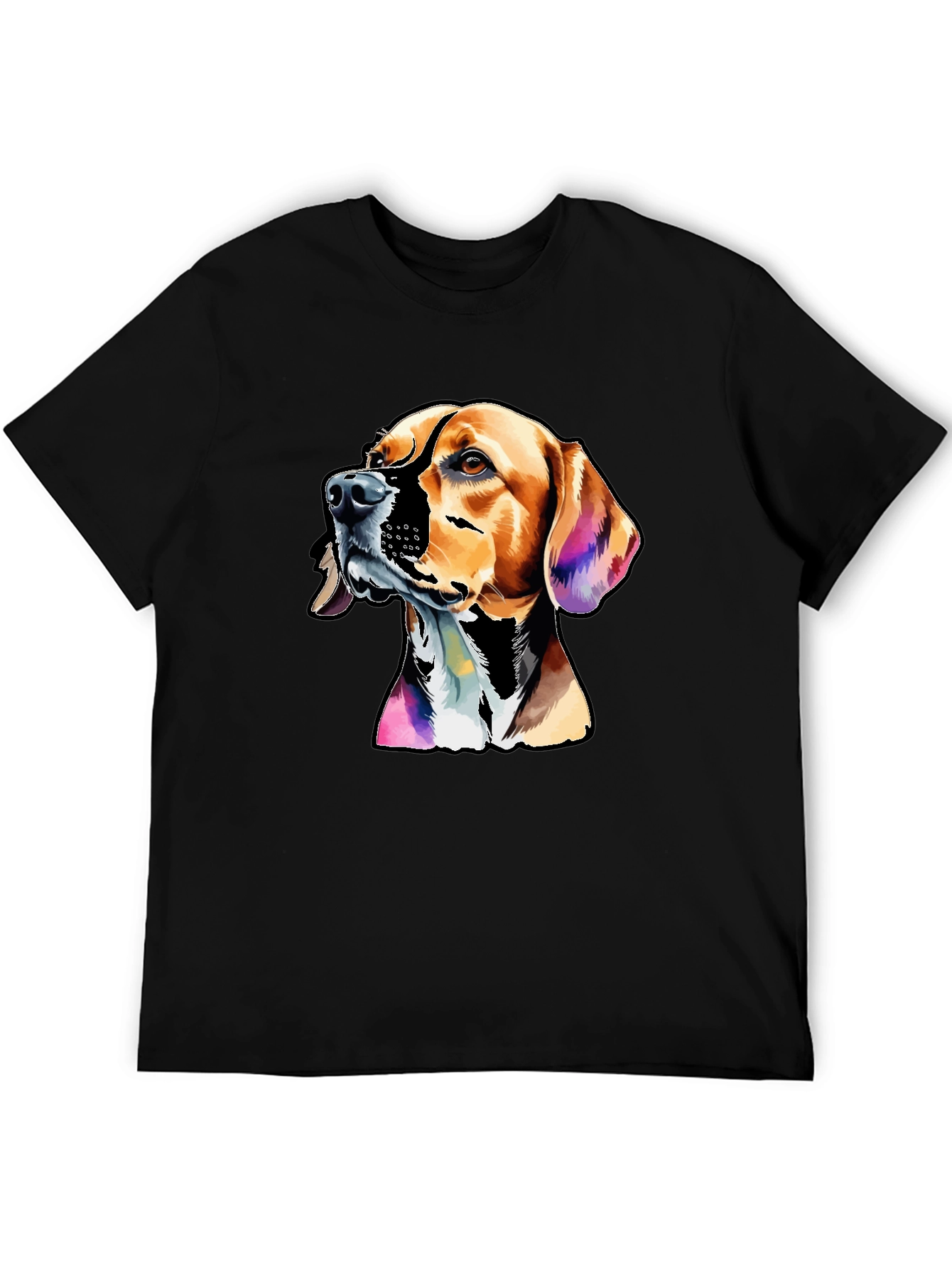 Dog Graphic Print Mens Black T-Shirt