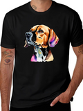 Dog Graphic Print Mens Black T-Shirt