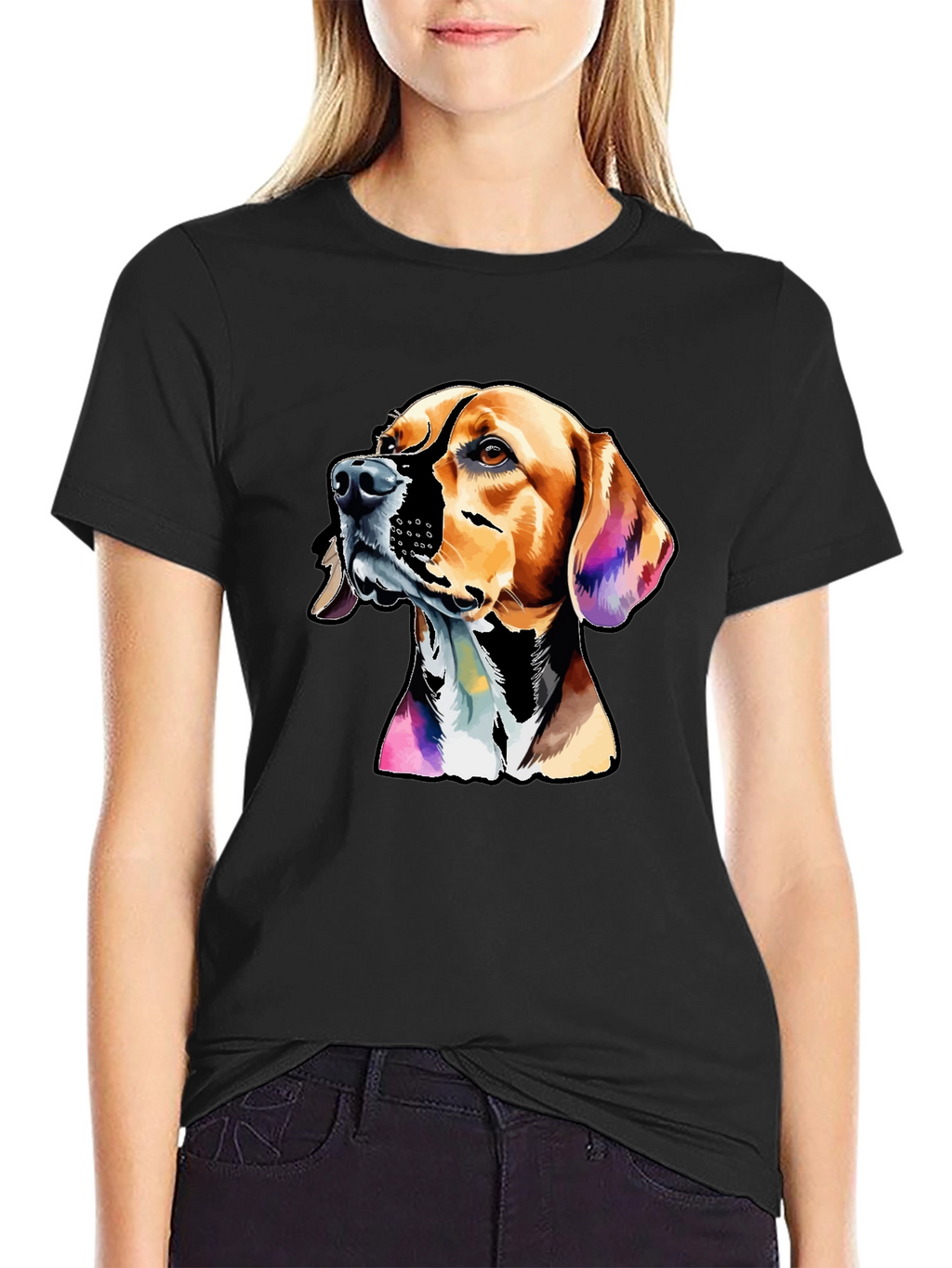 Dog Graphic Print Mens Black T-Shirt