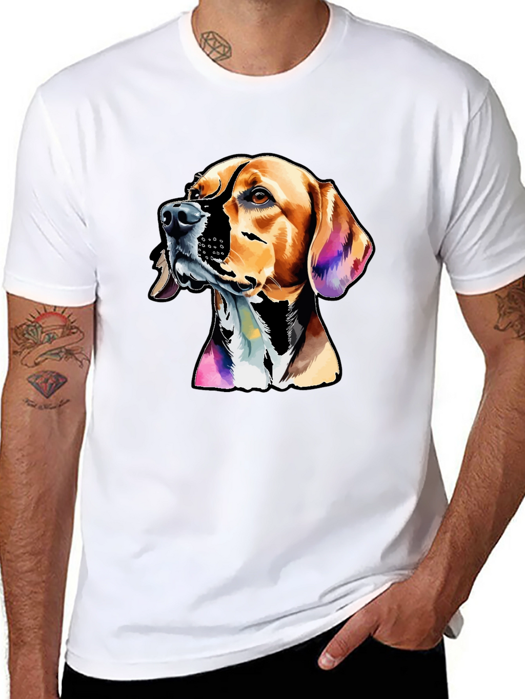 Dog Graphic Print Mens Black T-Shirt