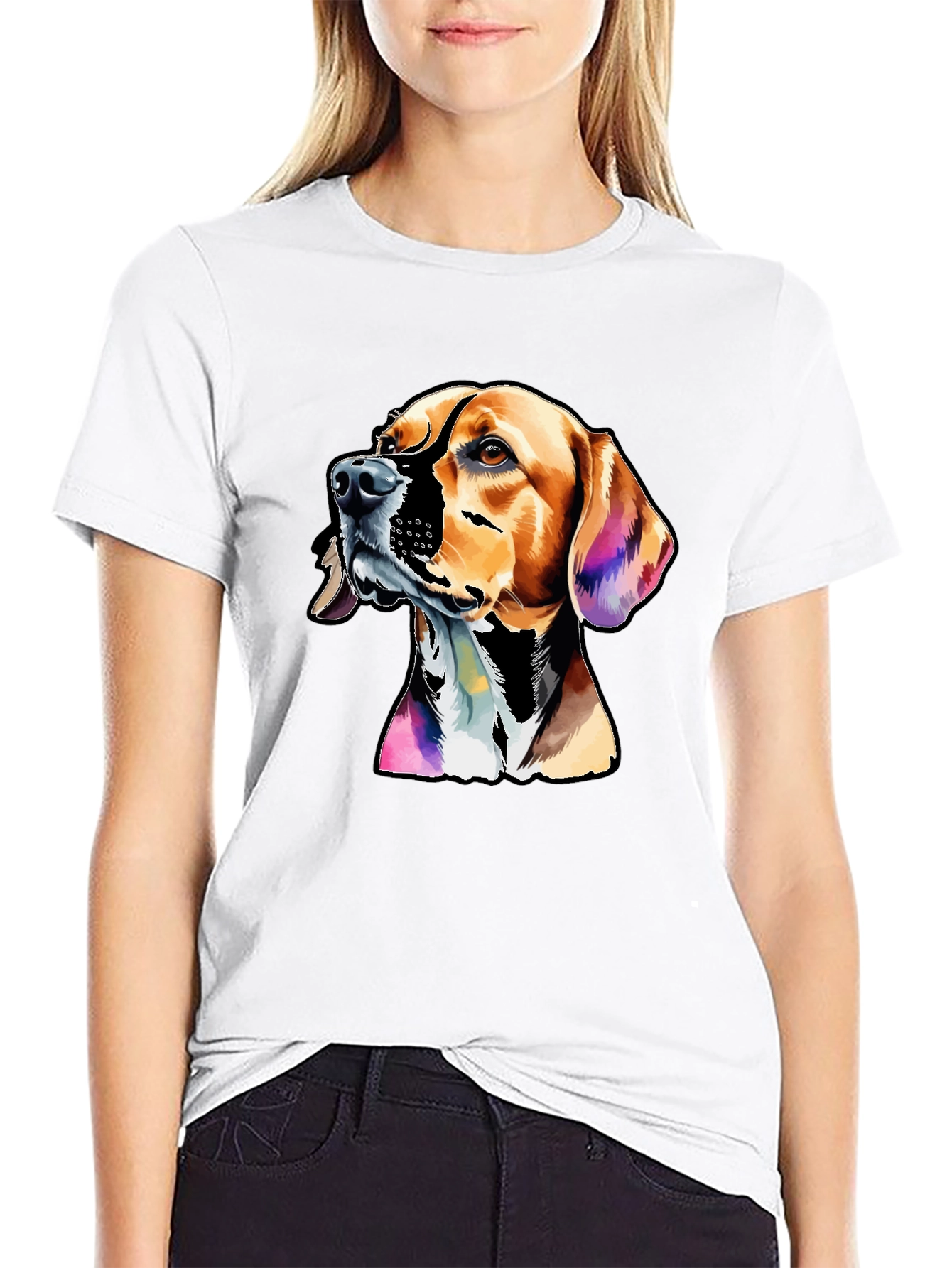 Dog Graphic Print Mens Black T-Shirt