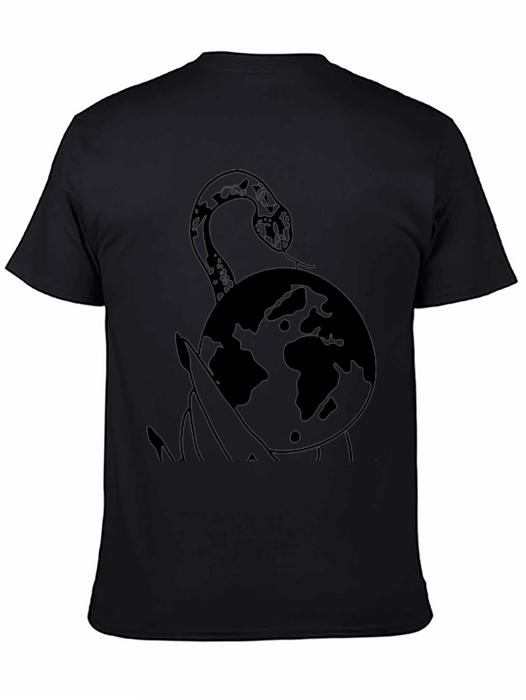 Snake and Globe Graphic T-Shirt - Black