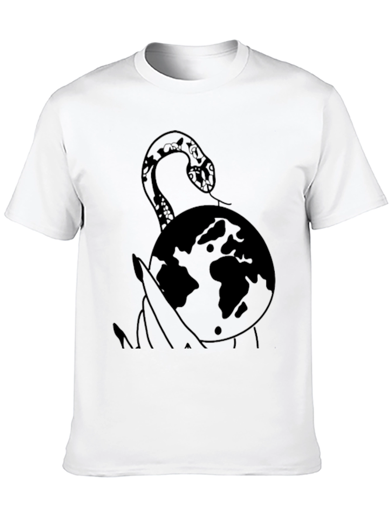 Snake and Globe Graphic T-Shirt - Black