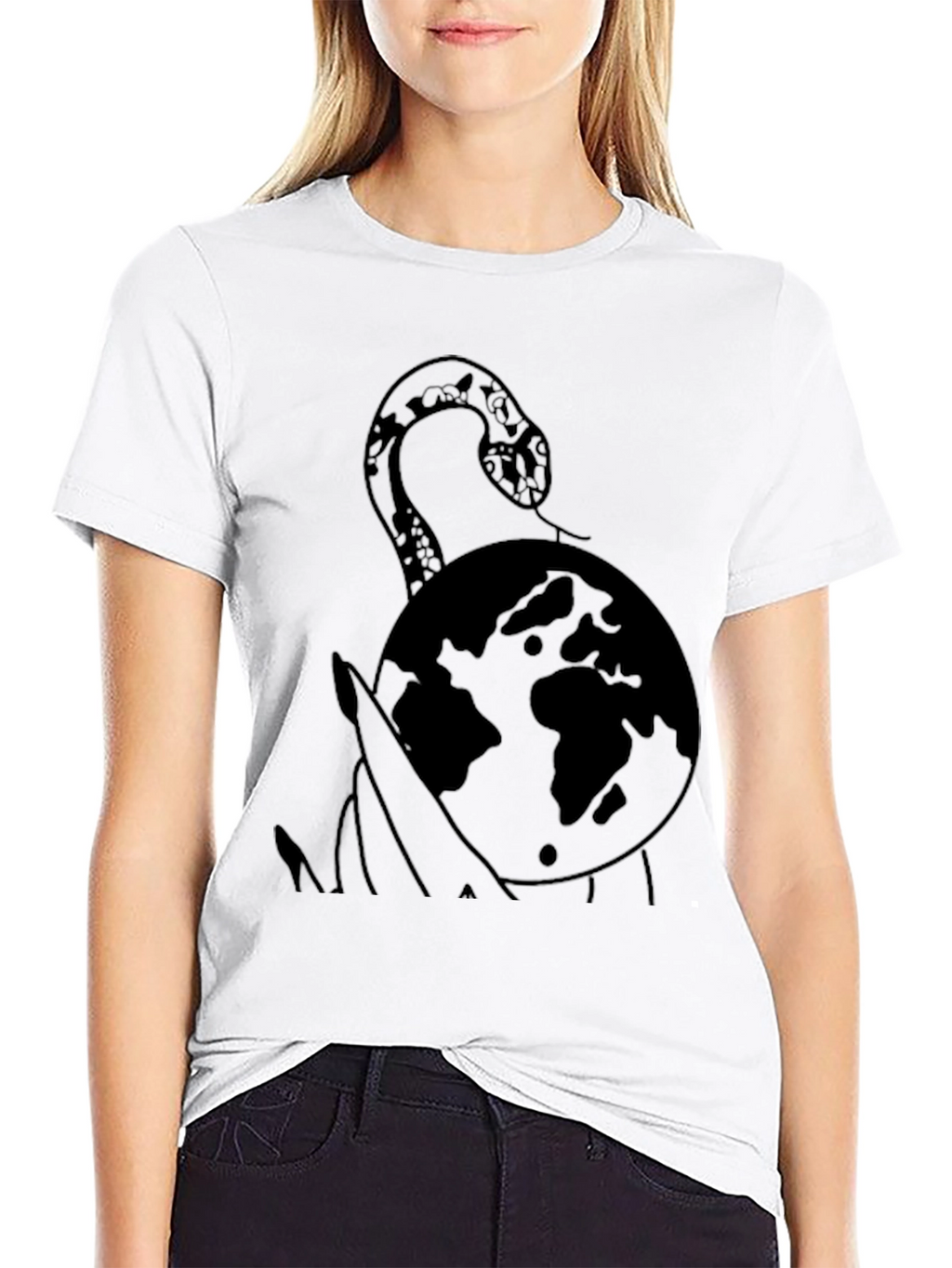 Snake and Globe Graphic T-Shirt - Black
