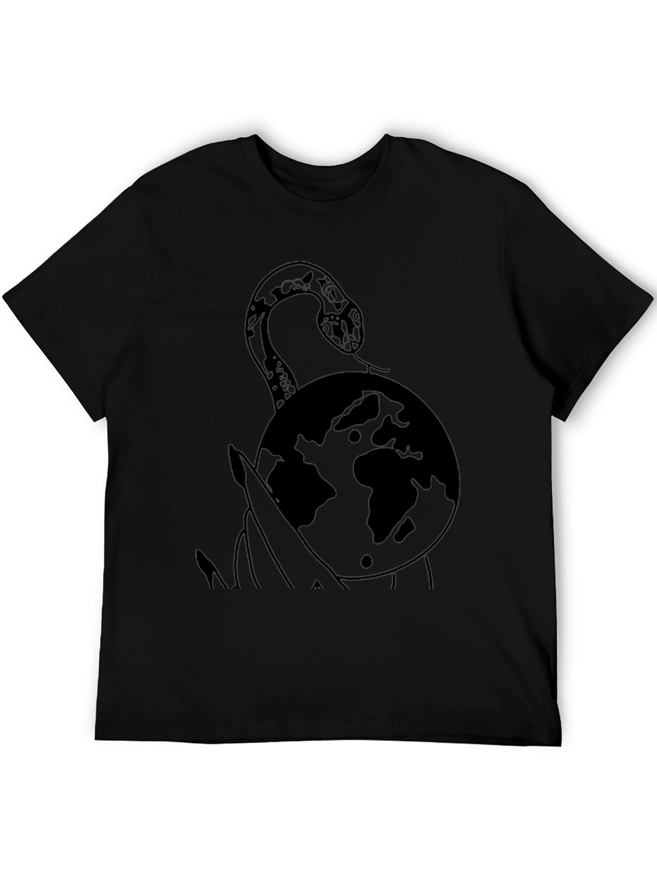 Snake and Globe Graphic T-Shirt - Black