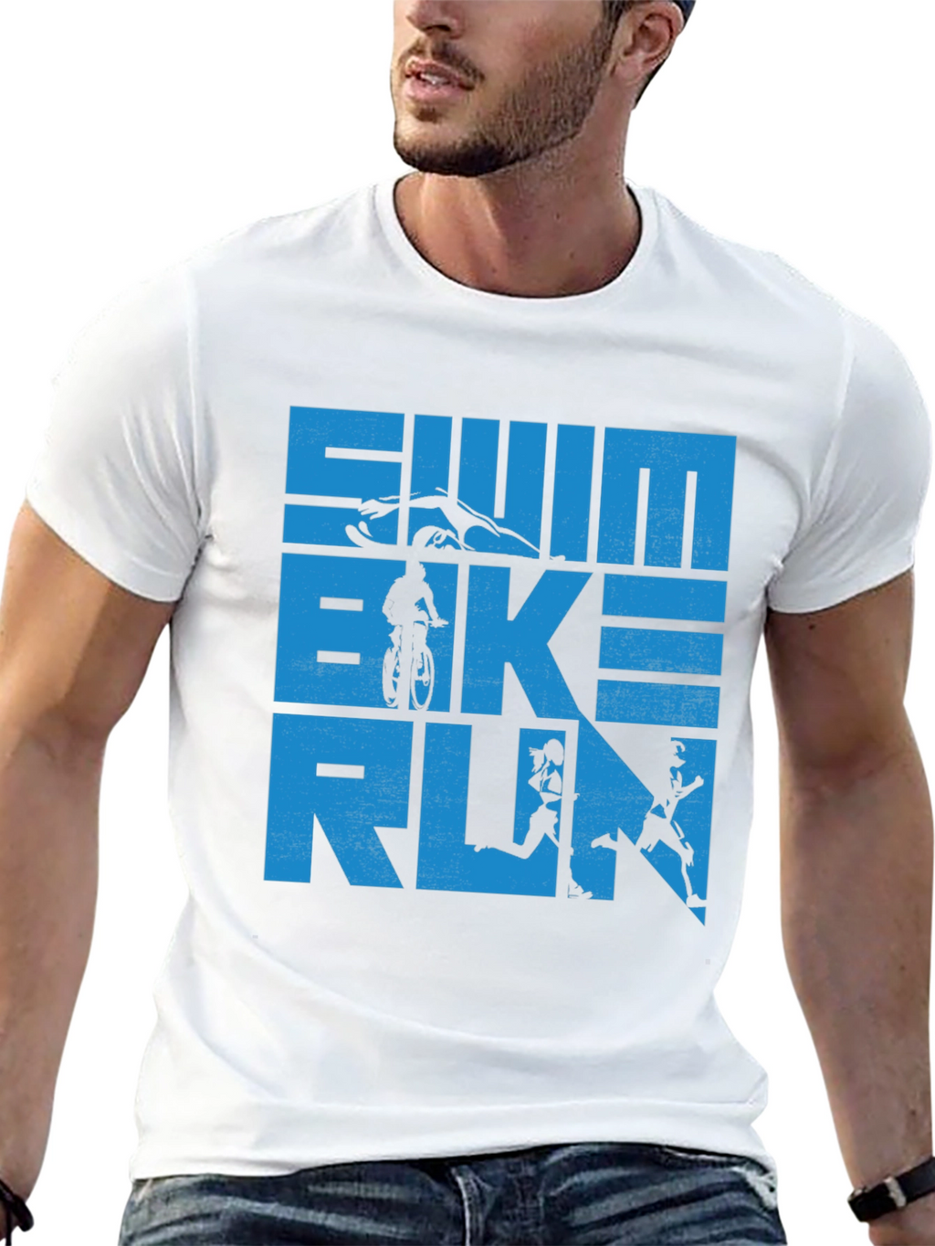 Swim Bike Run Triathlon T-Shirt - Athletic Graphic Tee