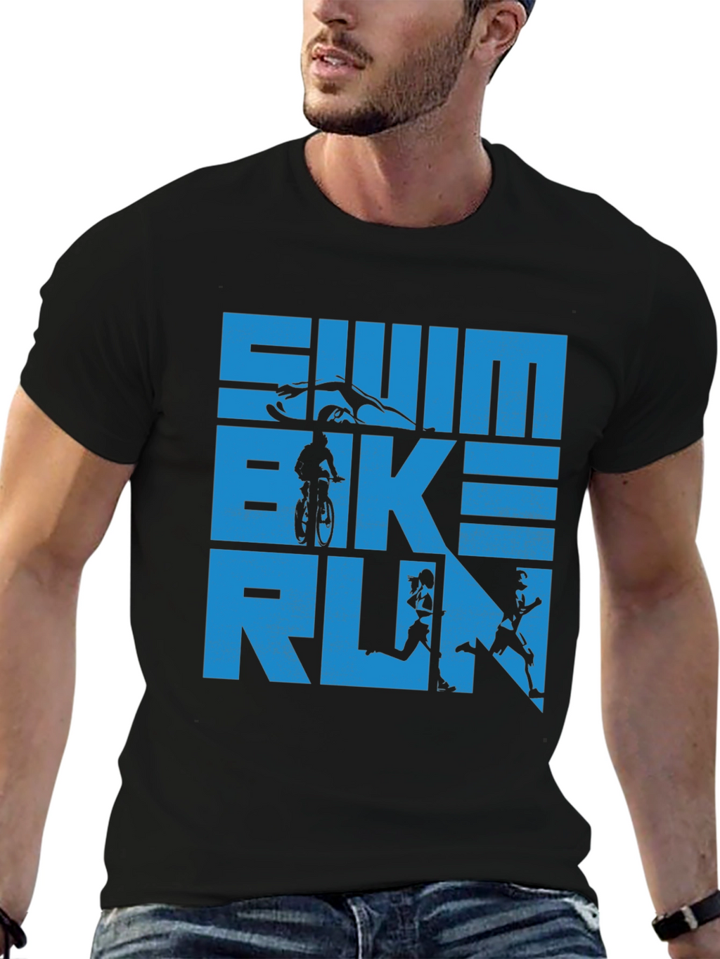 Swim Bike Run Triathlon T-Shirt - Athletic Graphic Tee