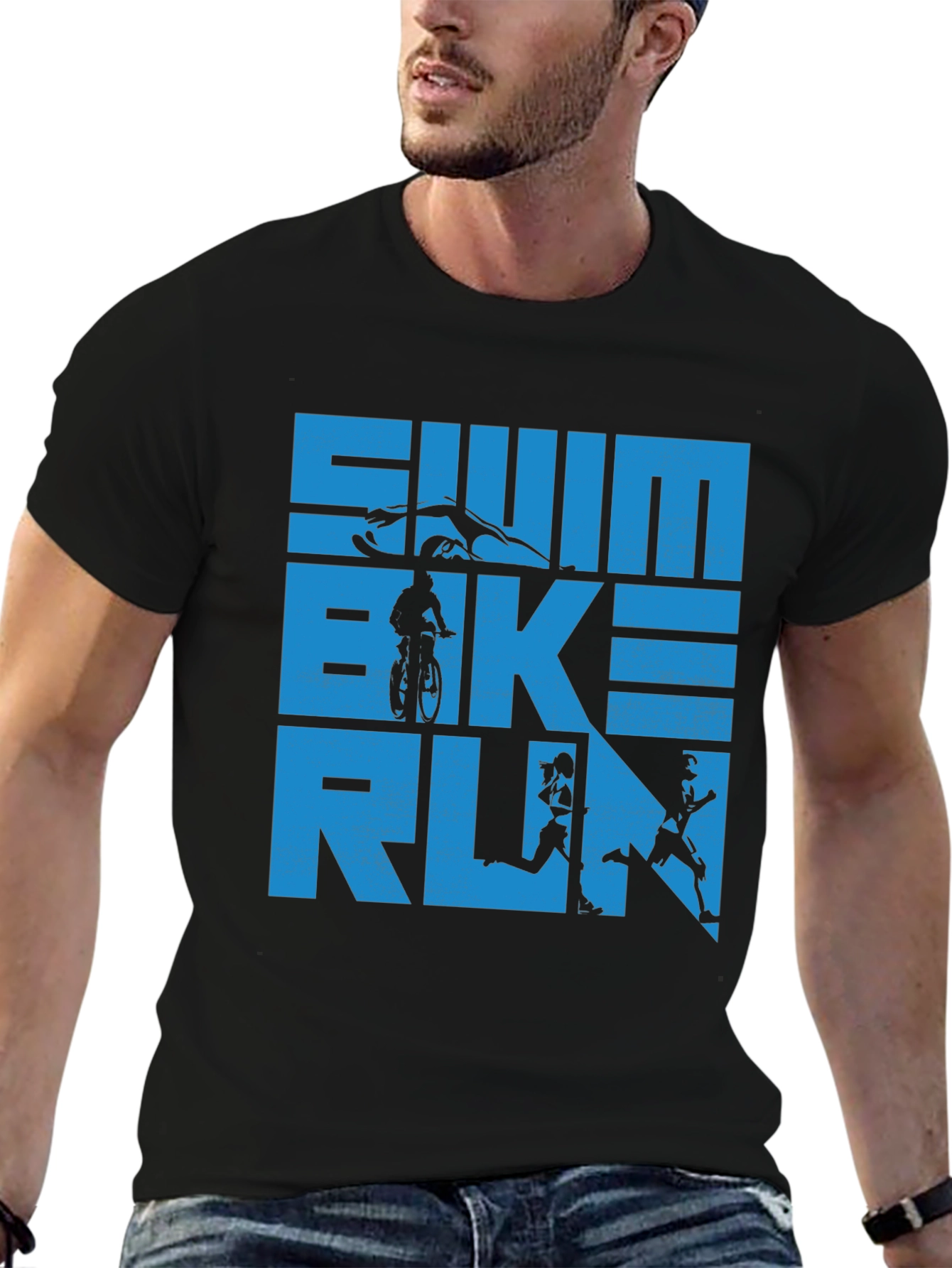Swim Bike Run Triathlon T-Shirt - Athletic Graphic Tee