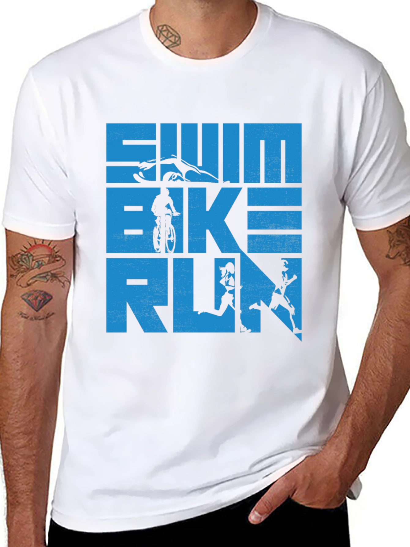 Swim Bike Run Triathlon T-Shirt - Athletic Graphic Tee