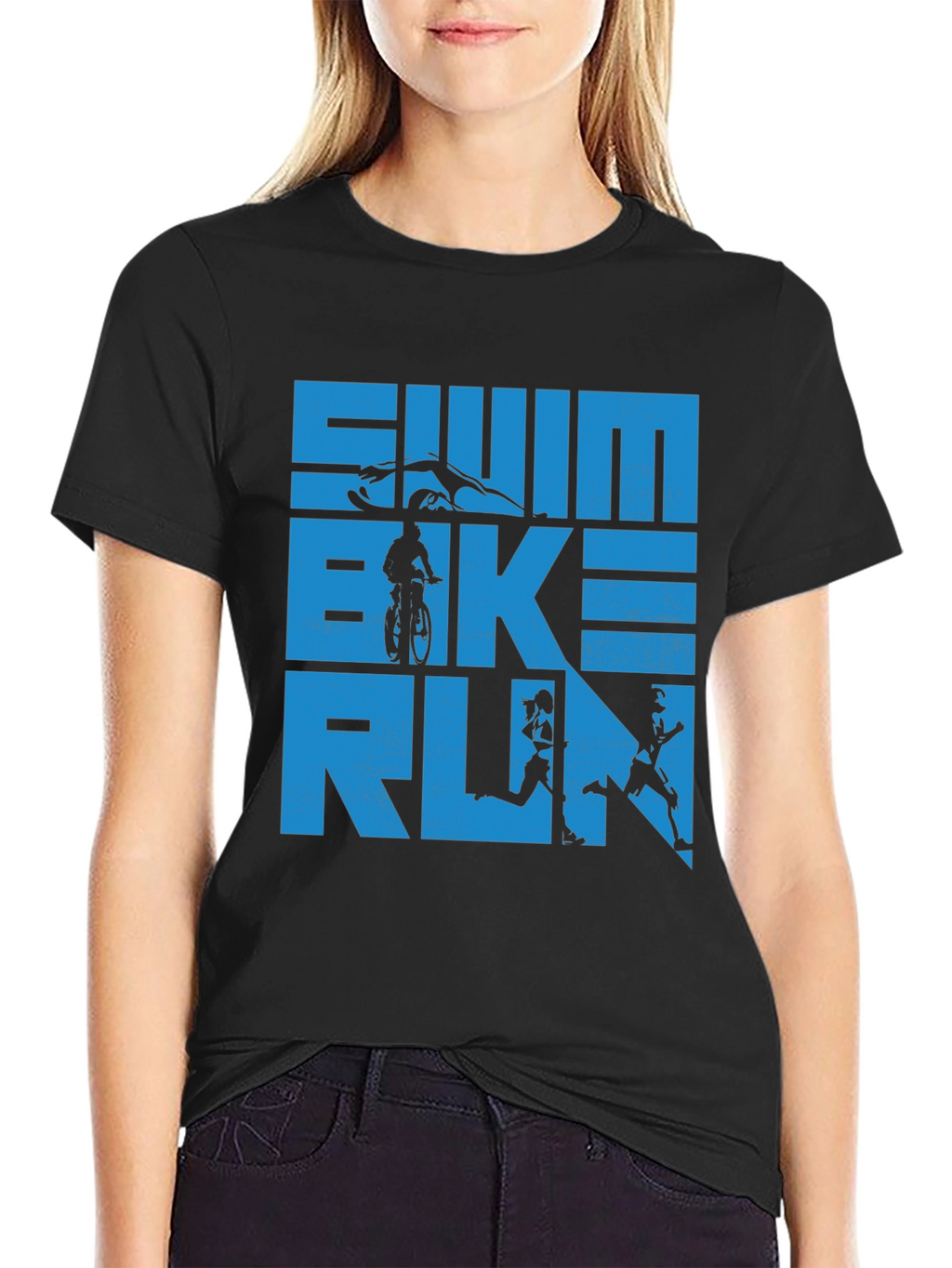 Swim Bike Run Triathlon T-Shirt - Athletic Graphic Tee