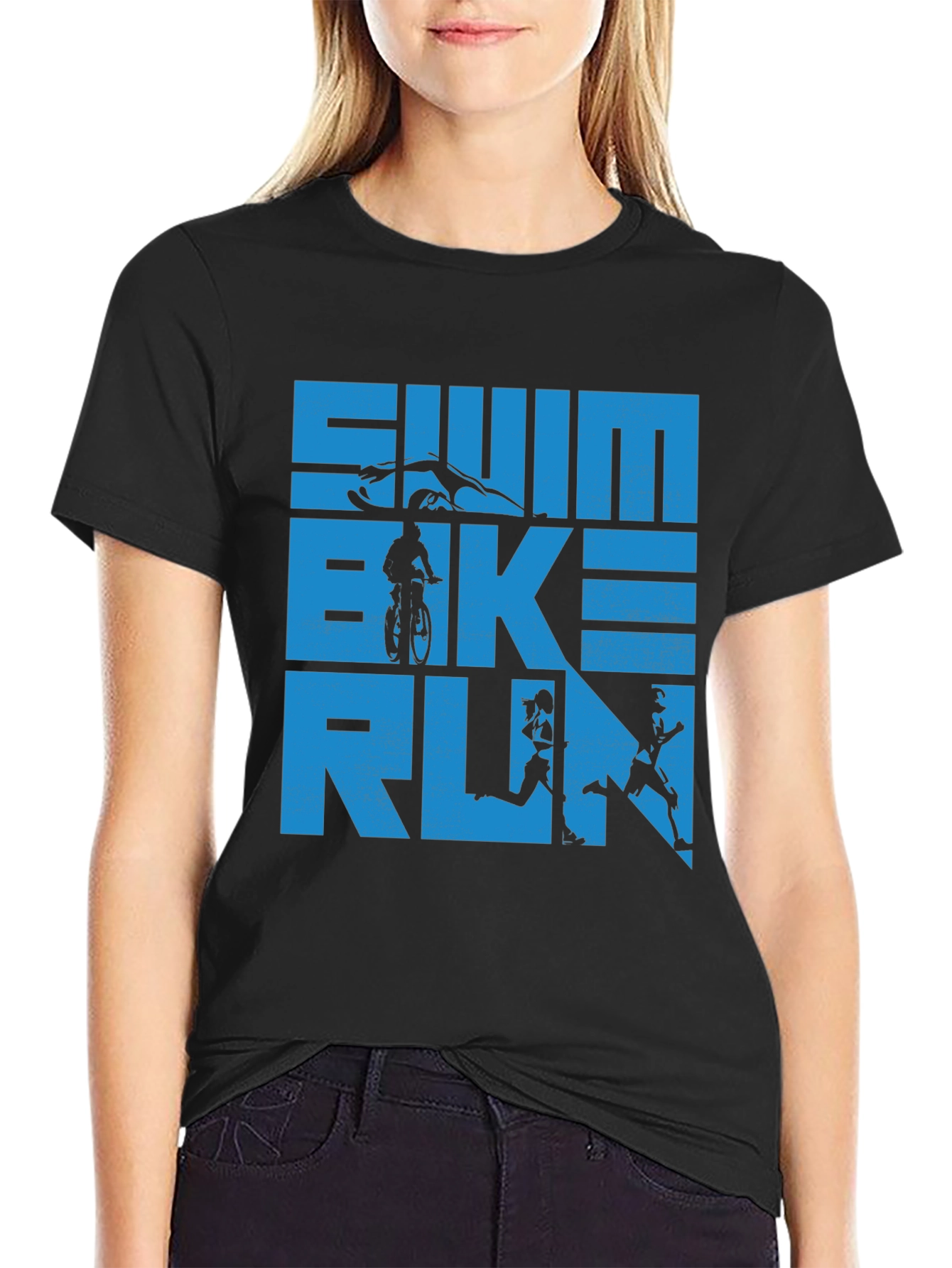 Swim Bike Run Triathlon T-Shirt - Athletic Graphic Tee