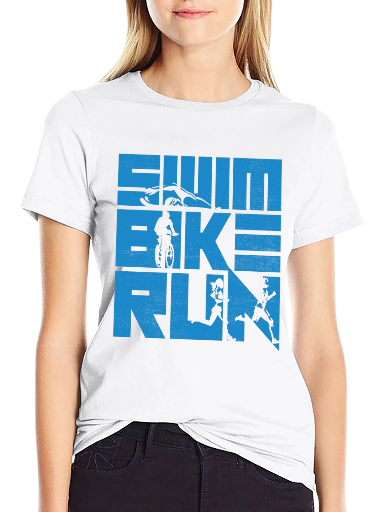Swim Bike Run Triathlon T-Shirt - Athletic Graphic Tee