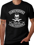 Greaser Skull Tulsa Oklahoma Black T-Shirt