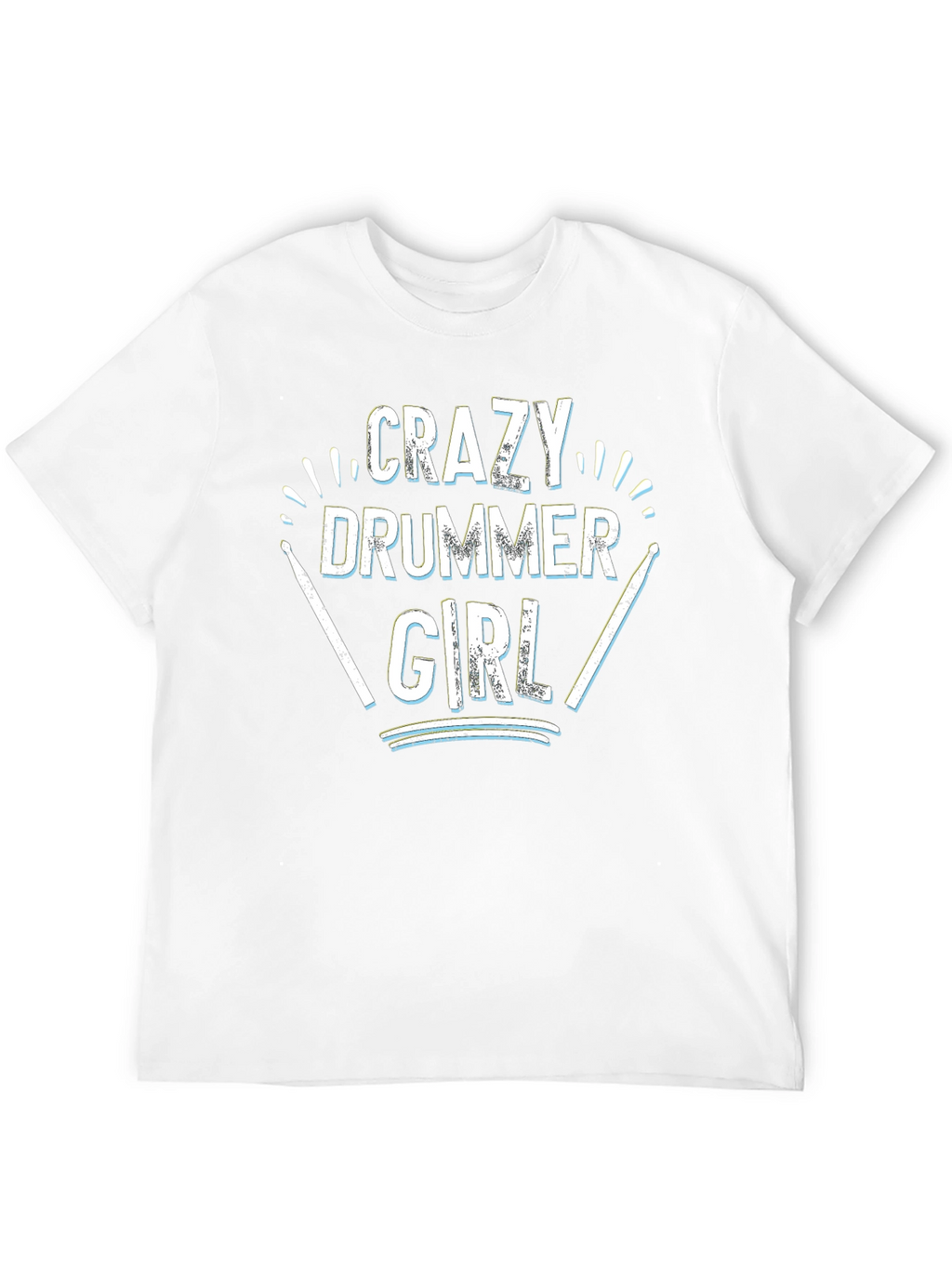 Crazy Drummer Girl Black T-Shirt