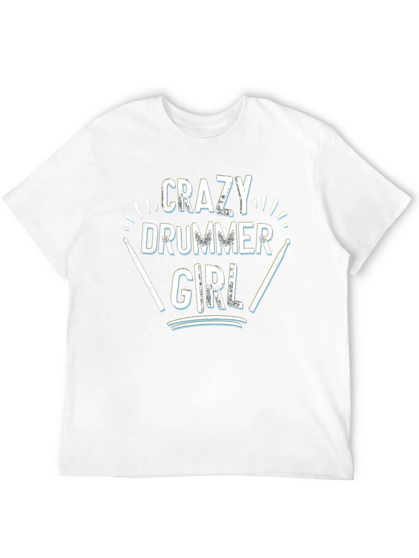 Crazy Drummer Girl Black T-Shirt