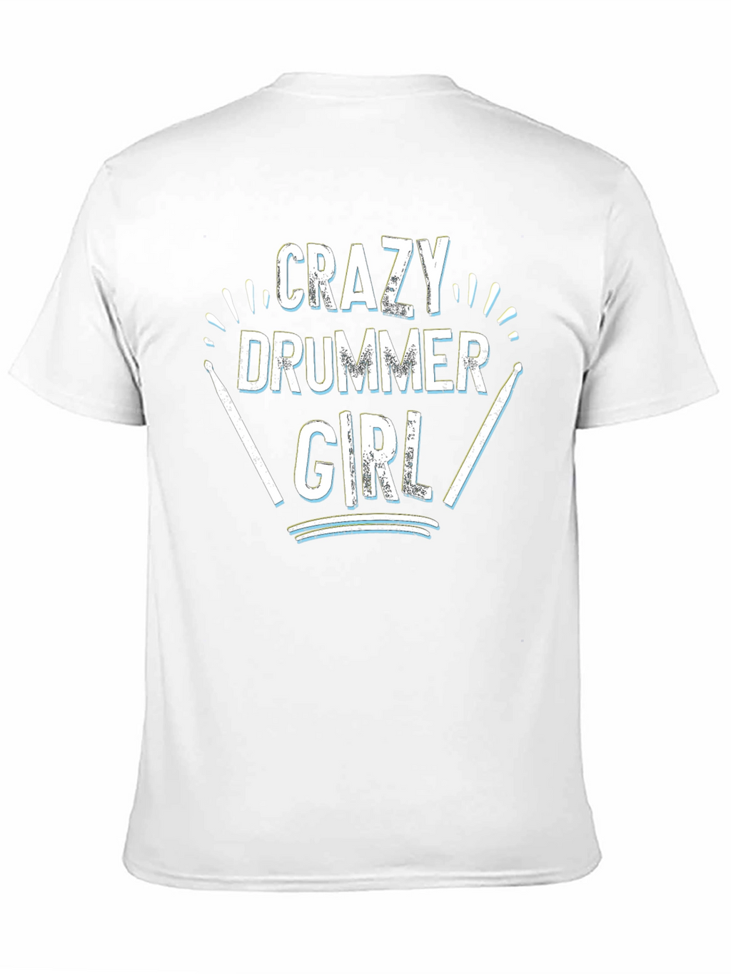 Crazy Drummer Girl Black T-Shirt