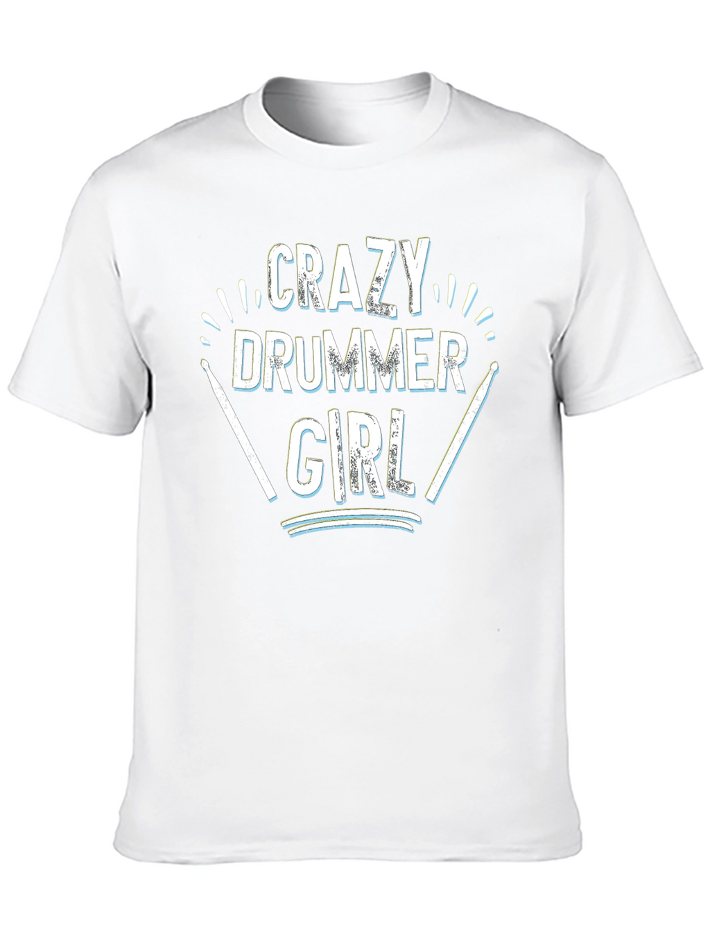 Crazy Drummer Girl Black T-Shirt