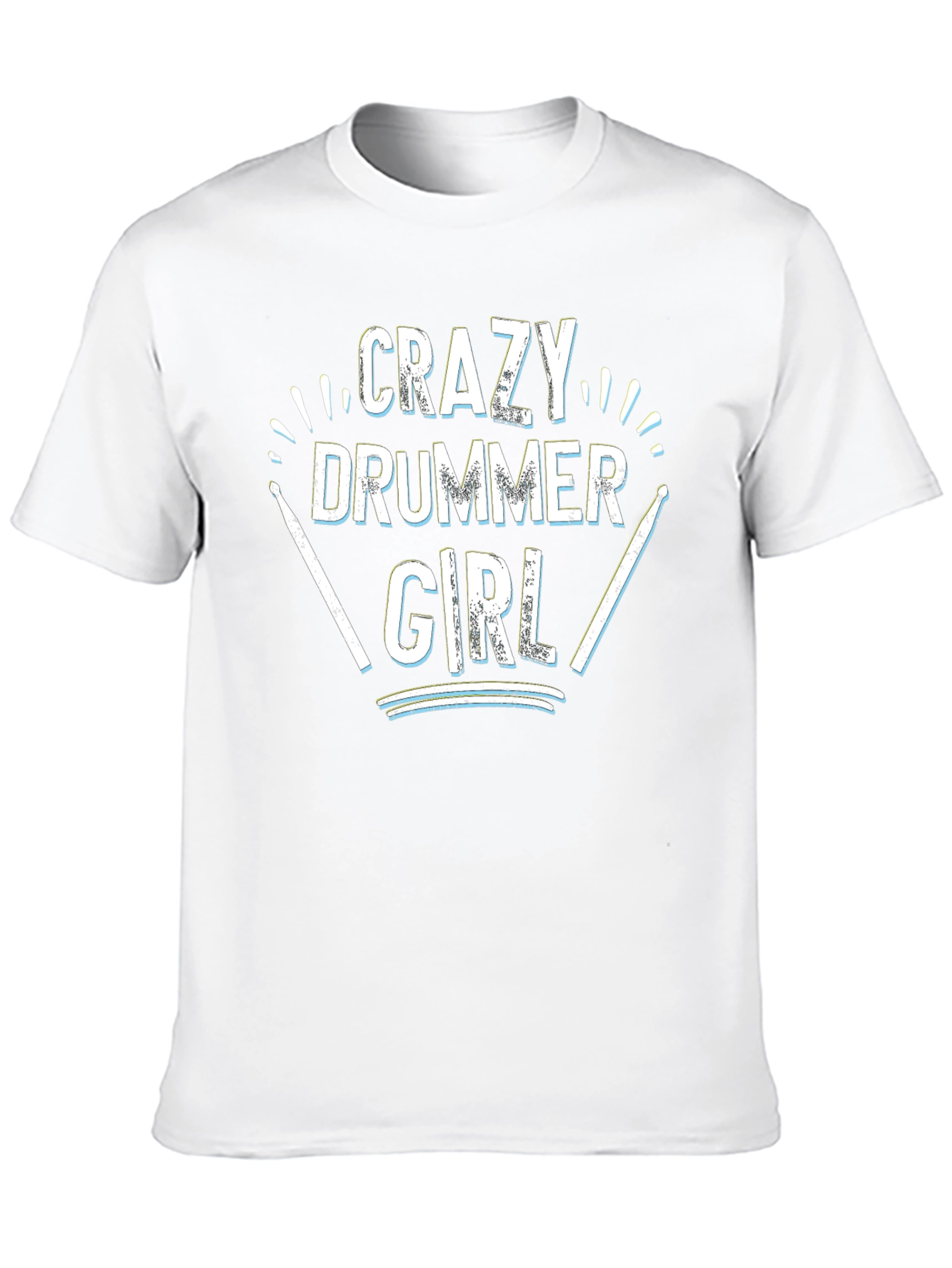 Crazy Drummer Girl Black T-Shirt