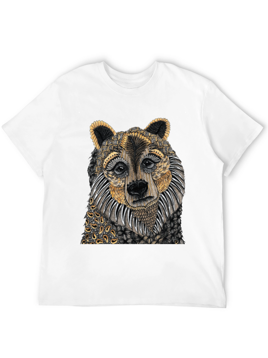 Unique Bear Graphic Print Black T-Shirt