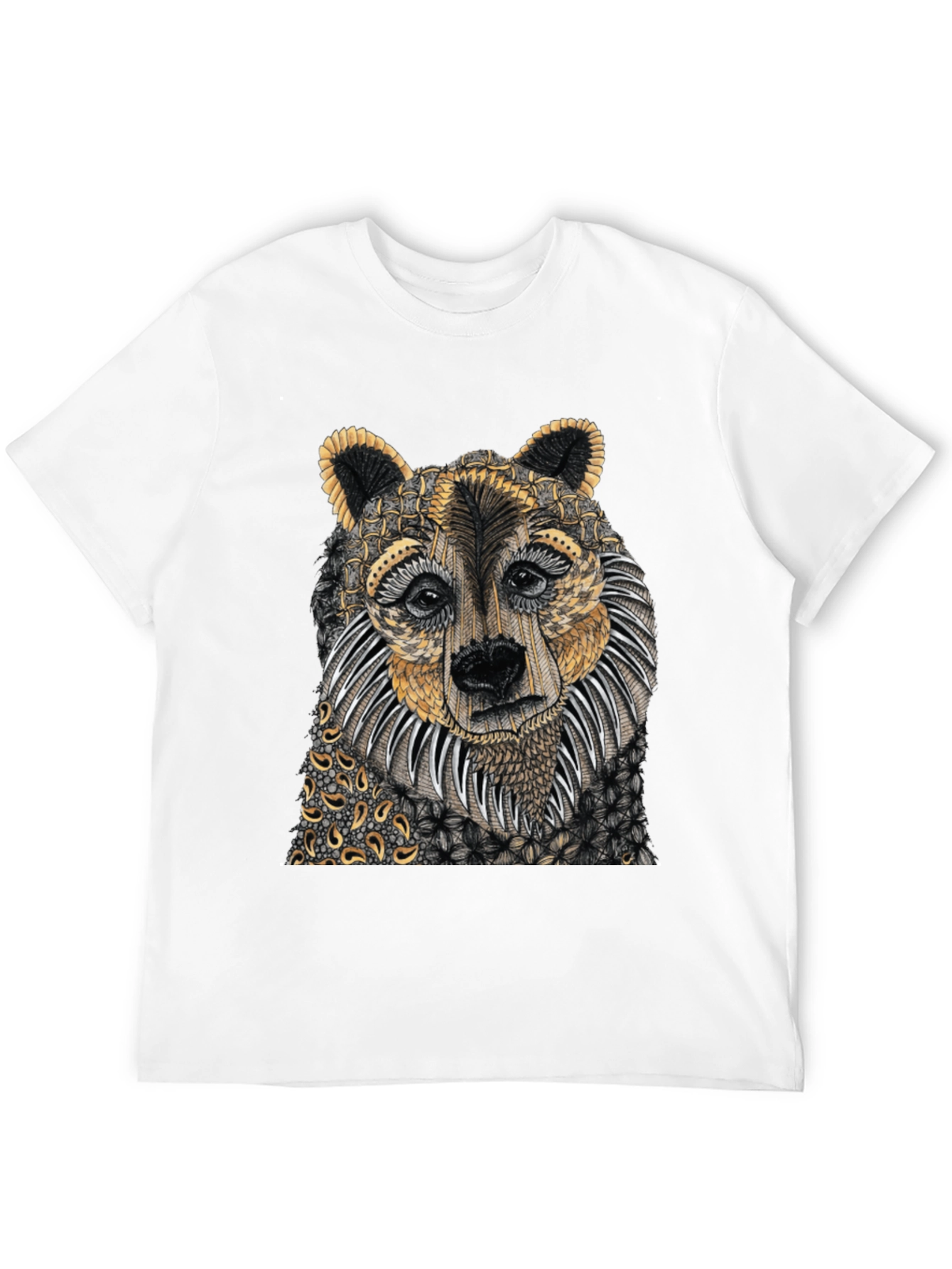 Unique Bear Graphic Print Black T-Shirt