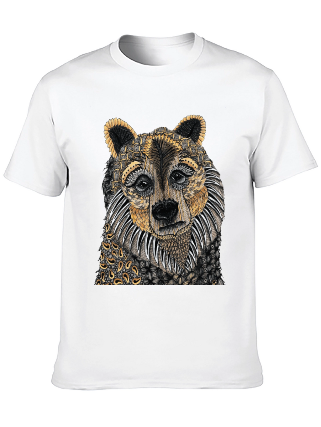 Unique Bear Graphic Print Black T-Shirt