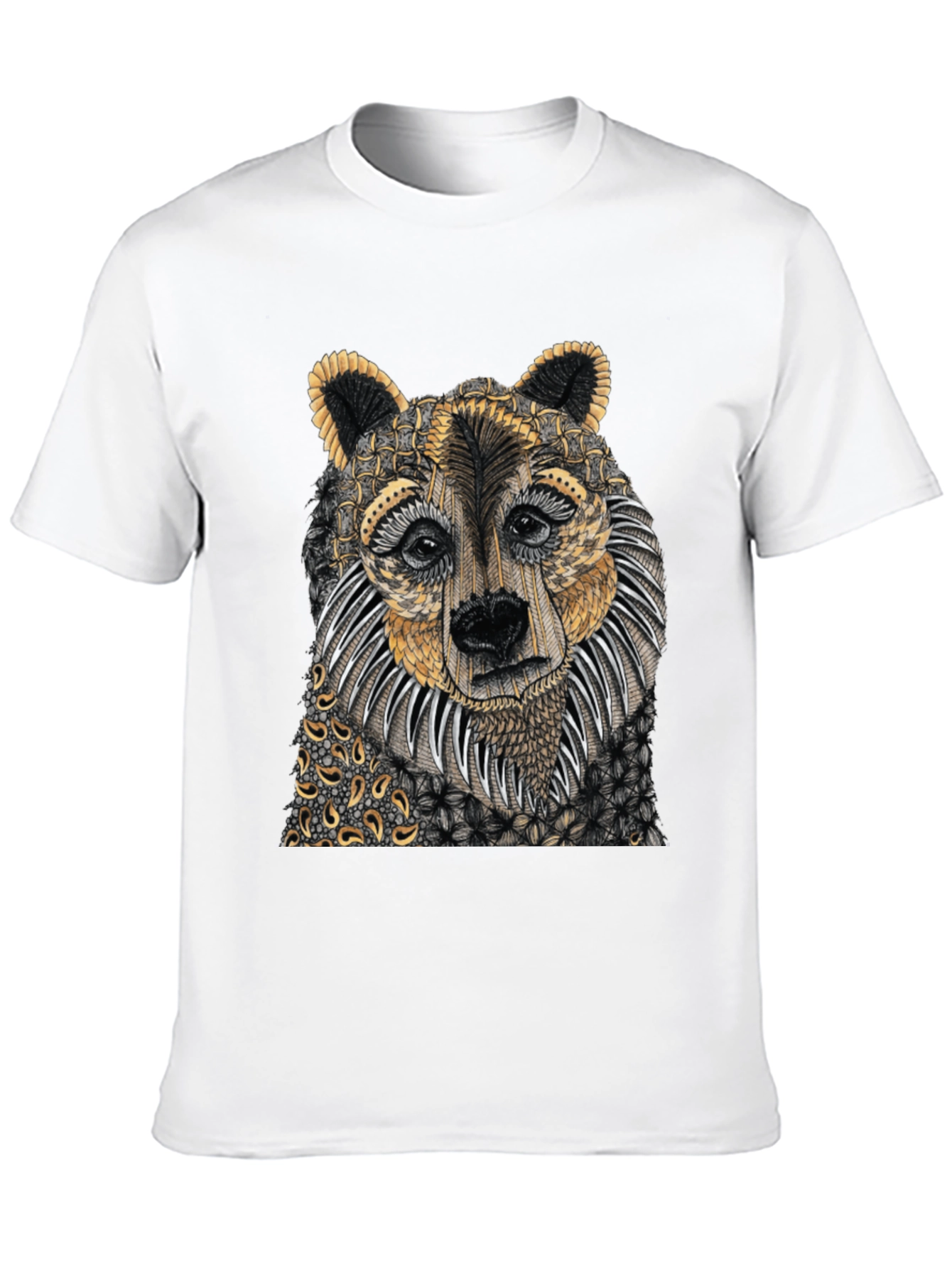 Unique Bear Graphic Print Black T-Shirt