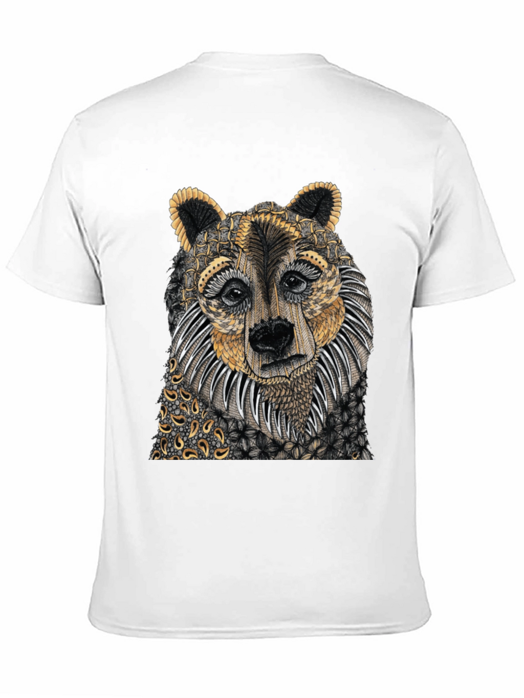 Unique Bear Graphic Print Black T-Shirt