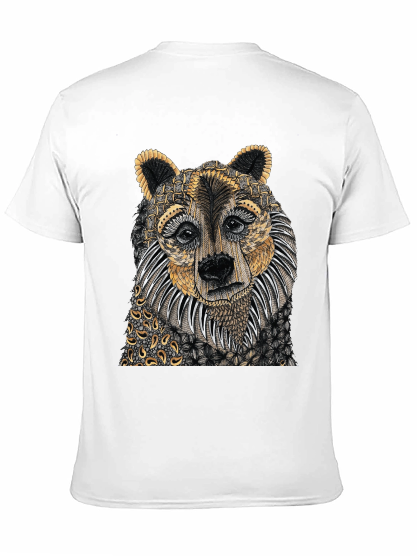 Unique Bear Graphic Print Black T-Shirt