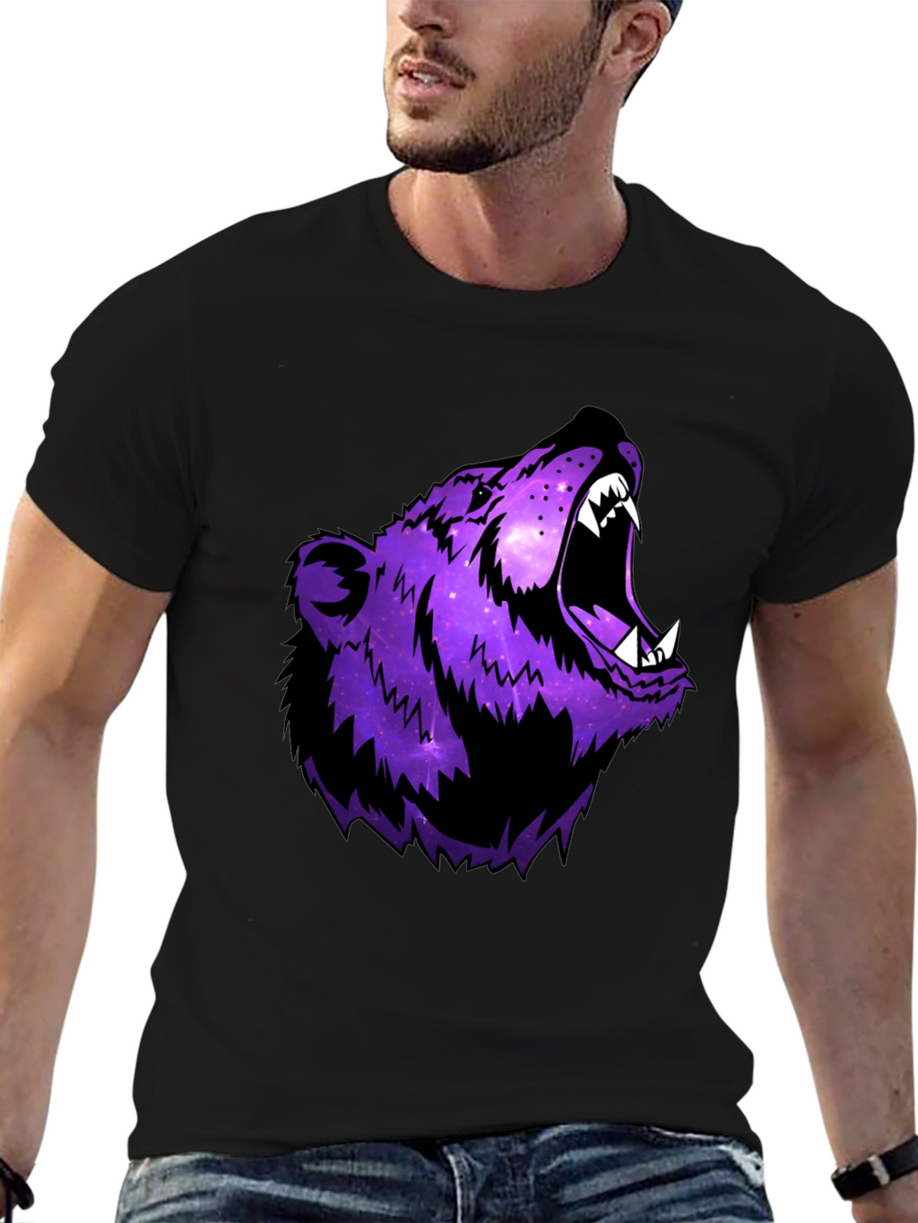 Galaxy Bear Graphic Black T-Shirt