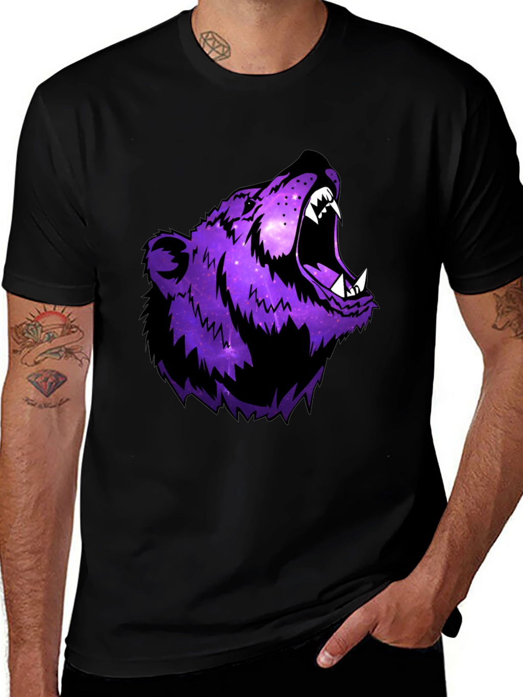 Galaxy Bear Graphic Black T-Shirt