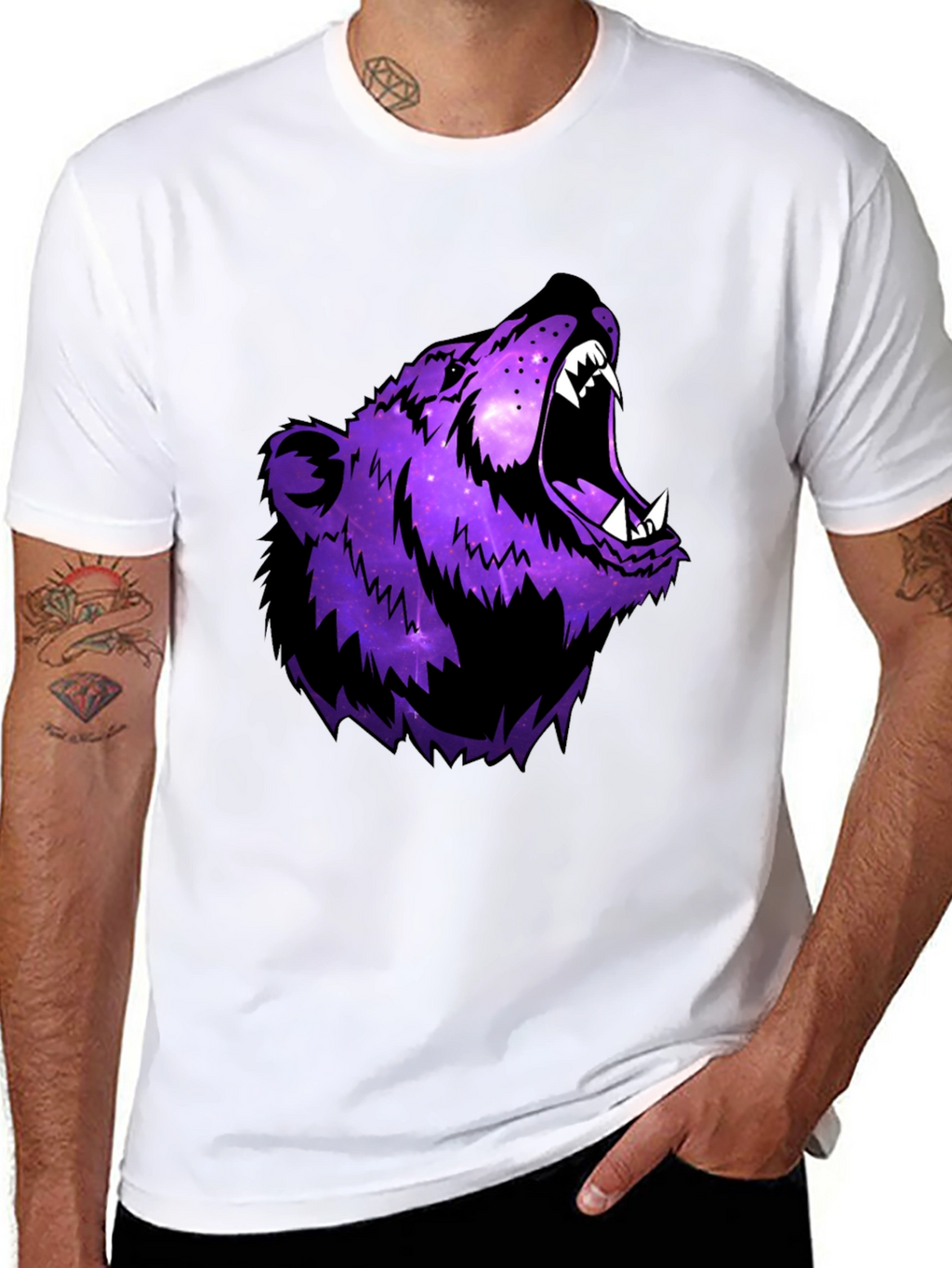 Galaxy Bear Graphic Black T-Shirt