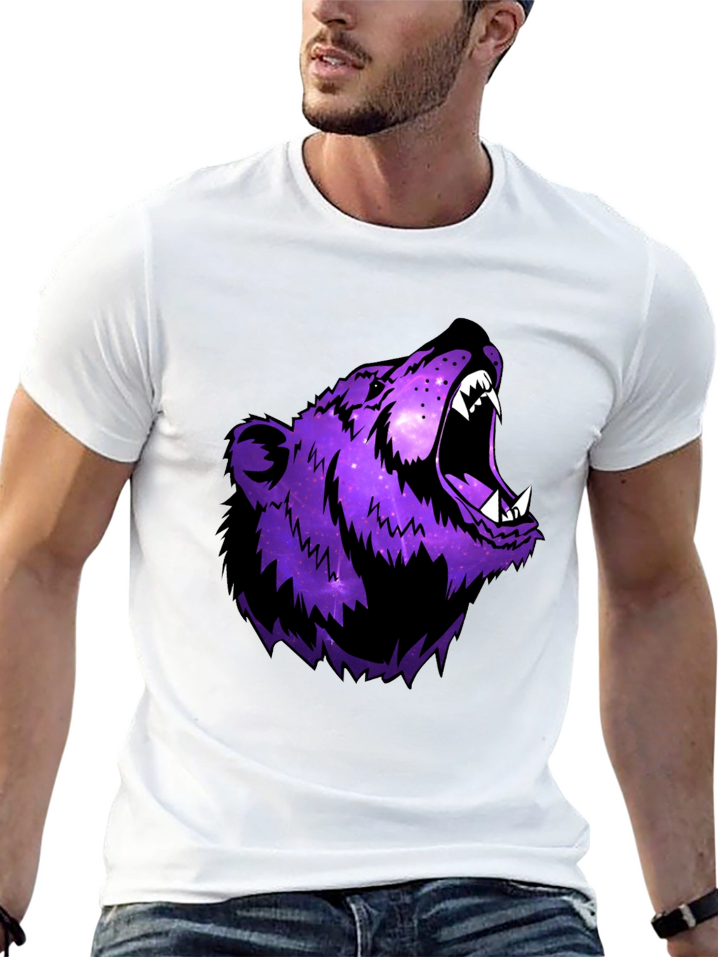Galaxy Bear Graphic Black T-Shirt