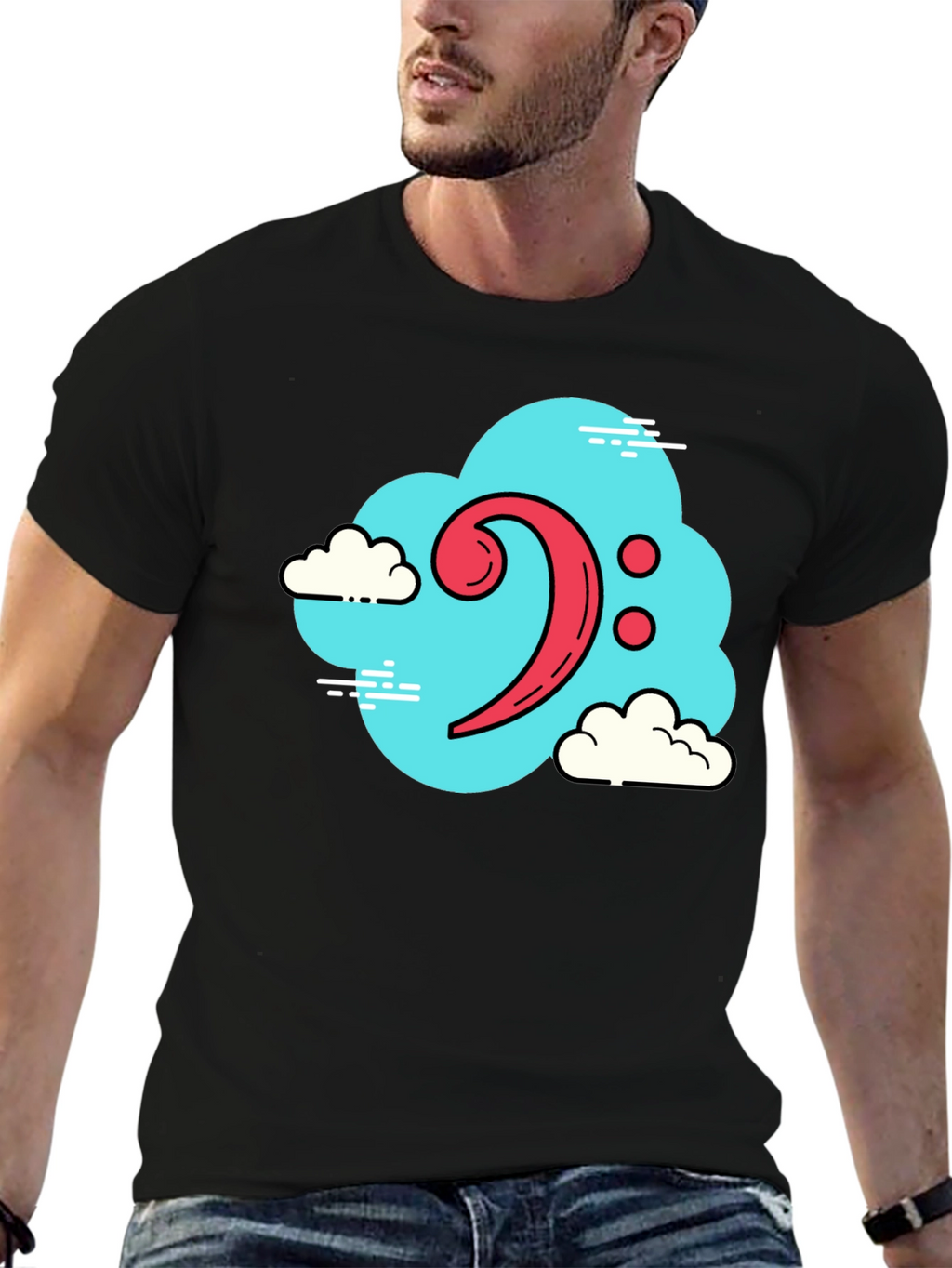 Bass Clef Cloud T-Shirt - Black Music Tee
