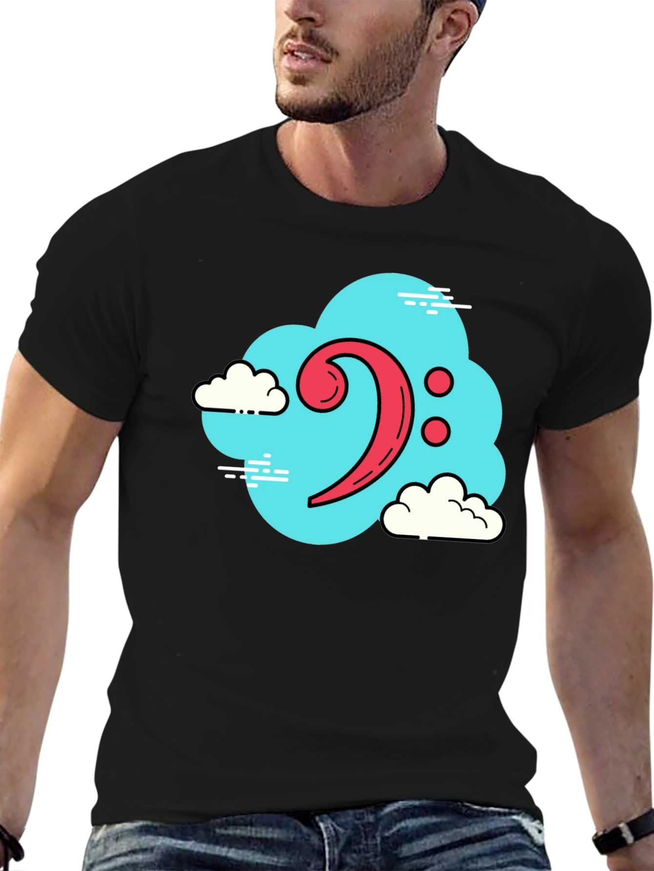 Bass Clef Cloud T-Shirt - Black Music Tee