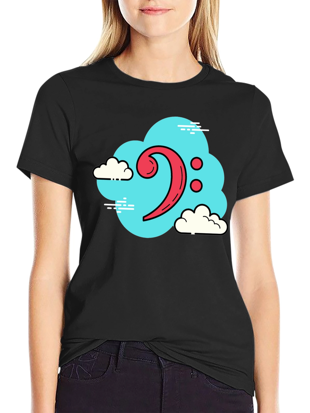 Bass Clef Cloud T-Shirt - Black Music Tee