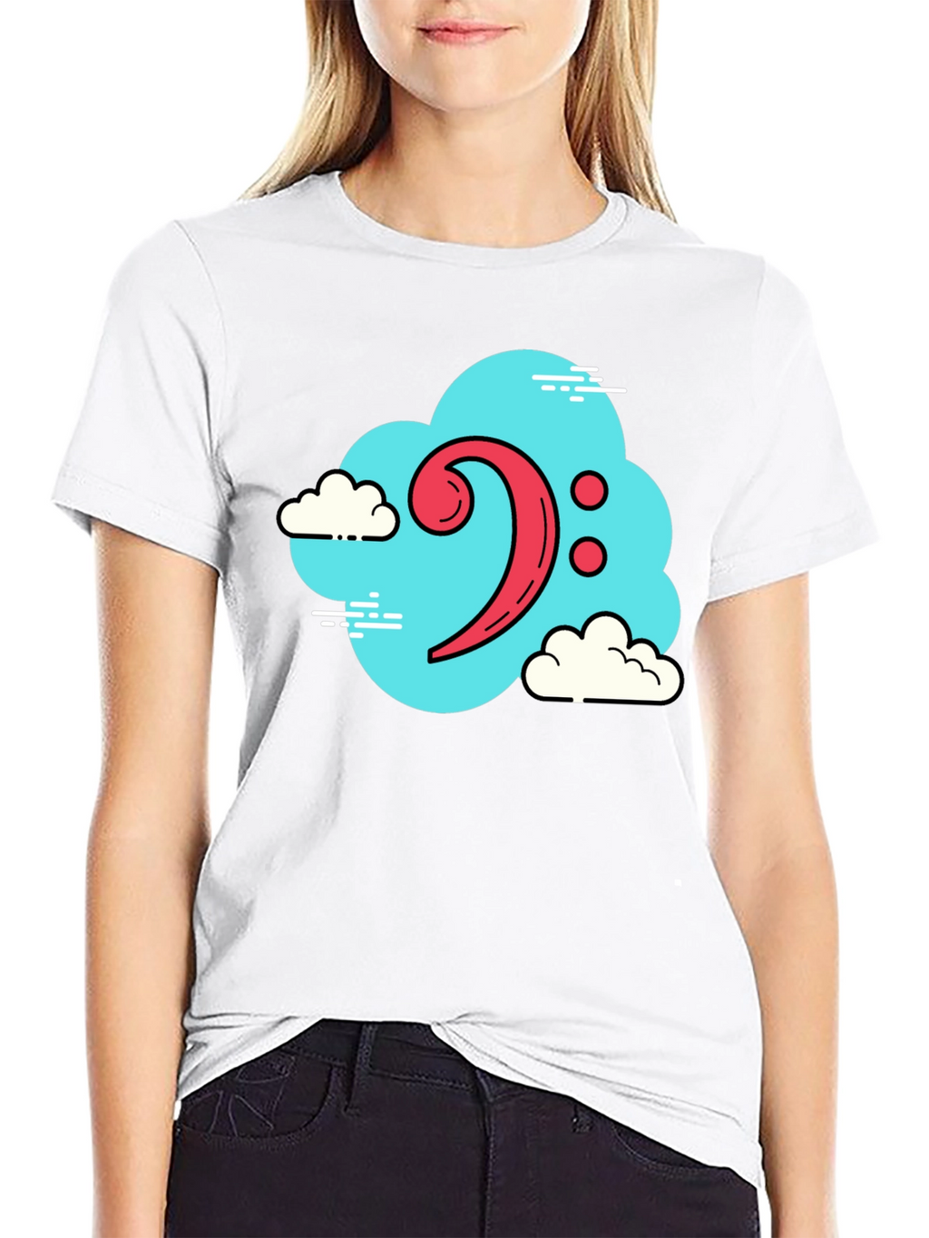 Bass Clef Cloud T-Shirt - Black Music Tee