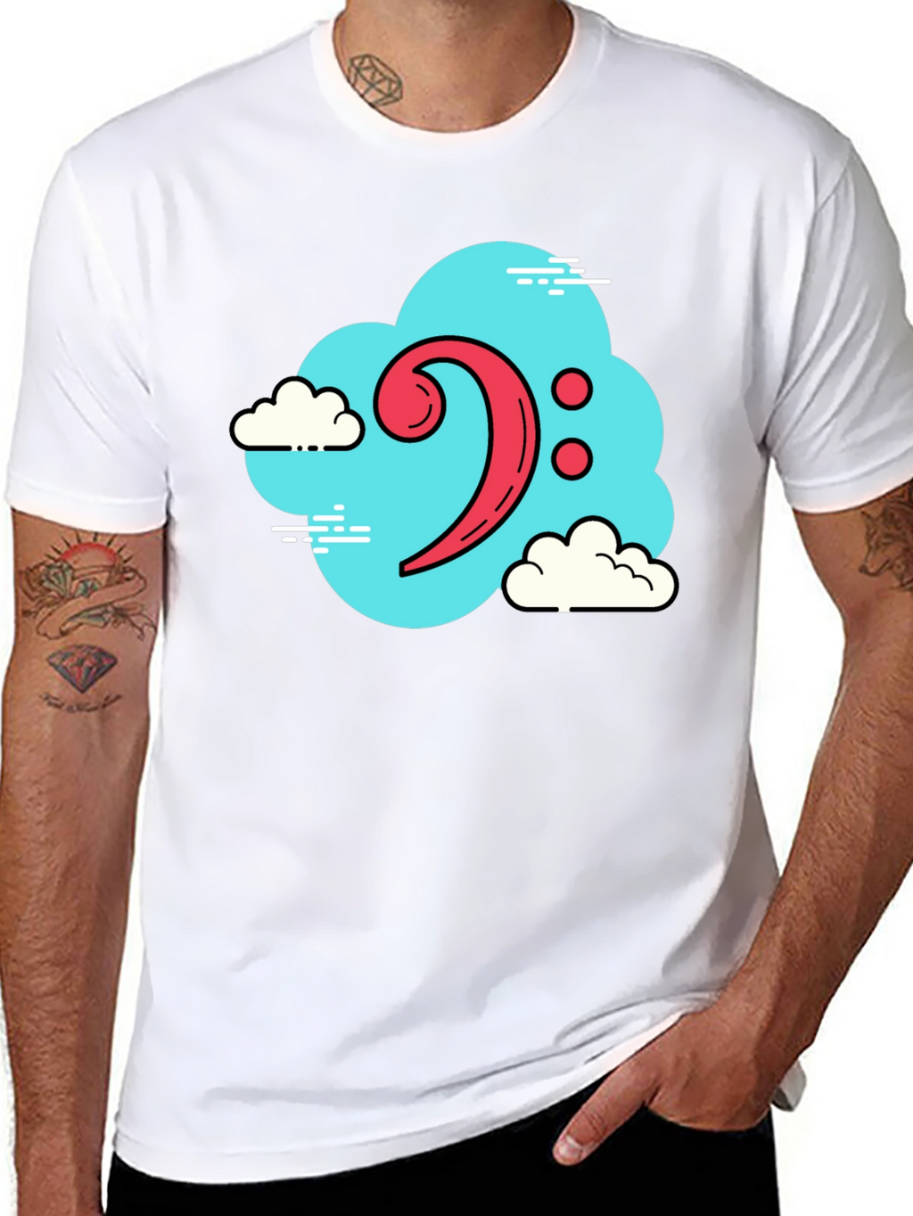 Bass Clef Cloud T-Shirt - Black Music Tee