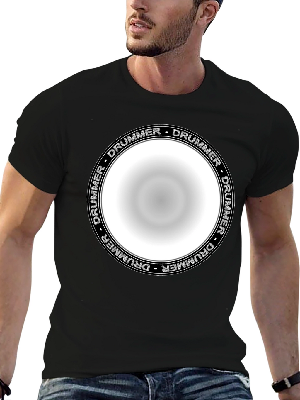 Drummer Circle Graphic T-Shirt - Unisex Black Tee