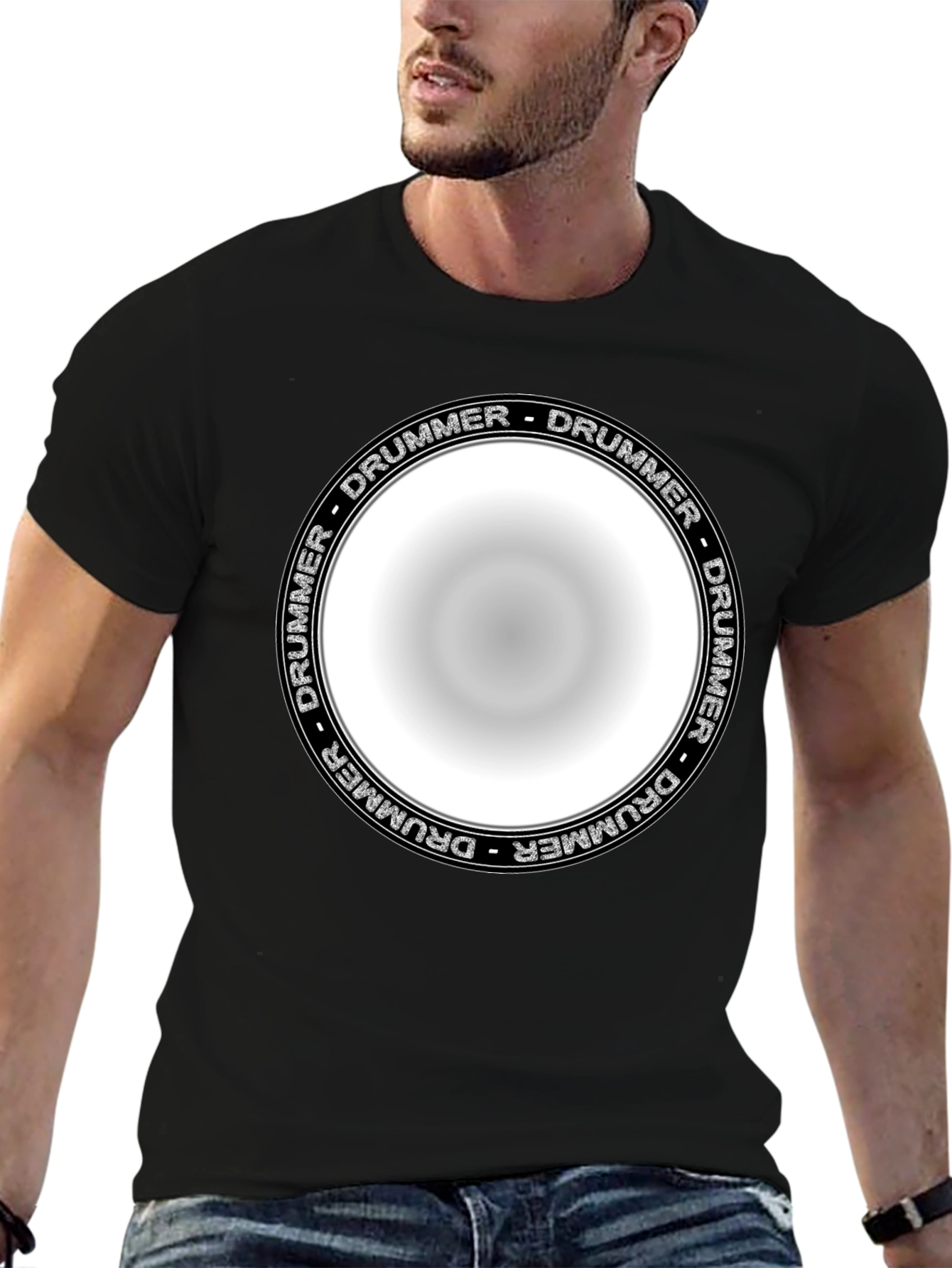 Drummer Circle Graphic T-Shirt - Unisex Black Tee